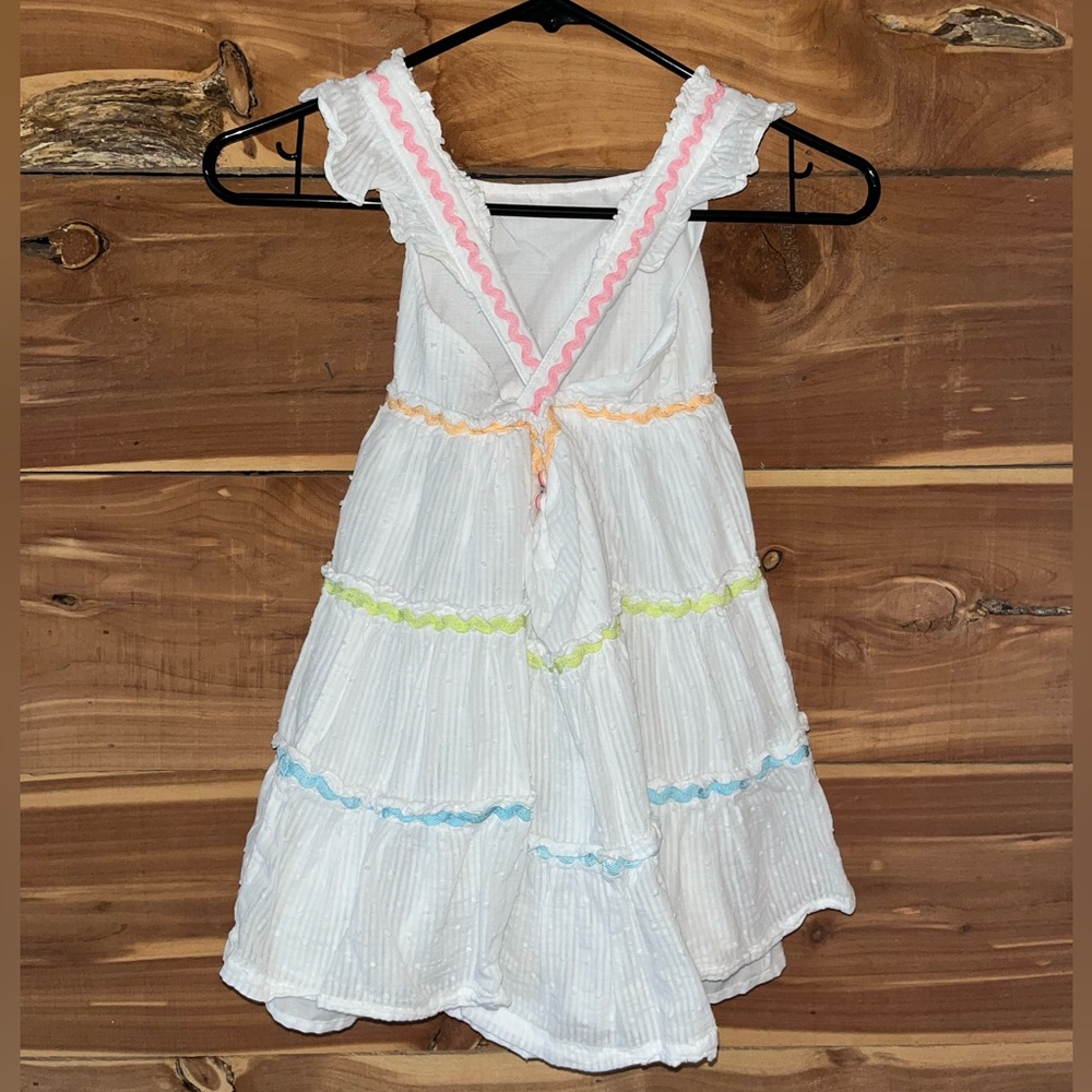 Colorful Ruffle Trim Kids Dress - Picture 2 of 3
